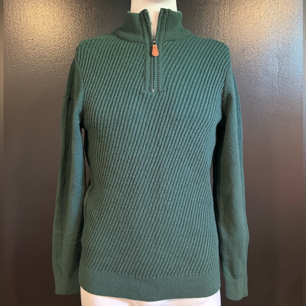 Men's Forest Green Ribbed Zip-Up Sweater
